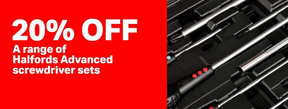 20% OFF
              A range of Halfords Advanced screwdriver sets
